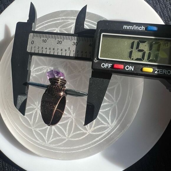 Blue Kyanite Crystal Wire Wrapped Amethyst Crystal Ring Size 7 adjustable - Picture 12 of 16